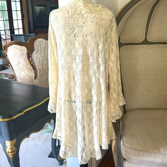 NWT Origami Cream Open Drape Lace Cardigan - Picture 4 of 4